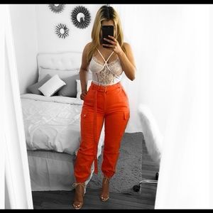 Orange cargo pants